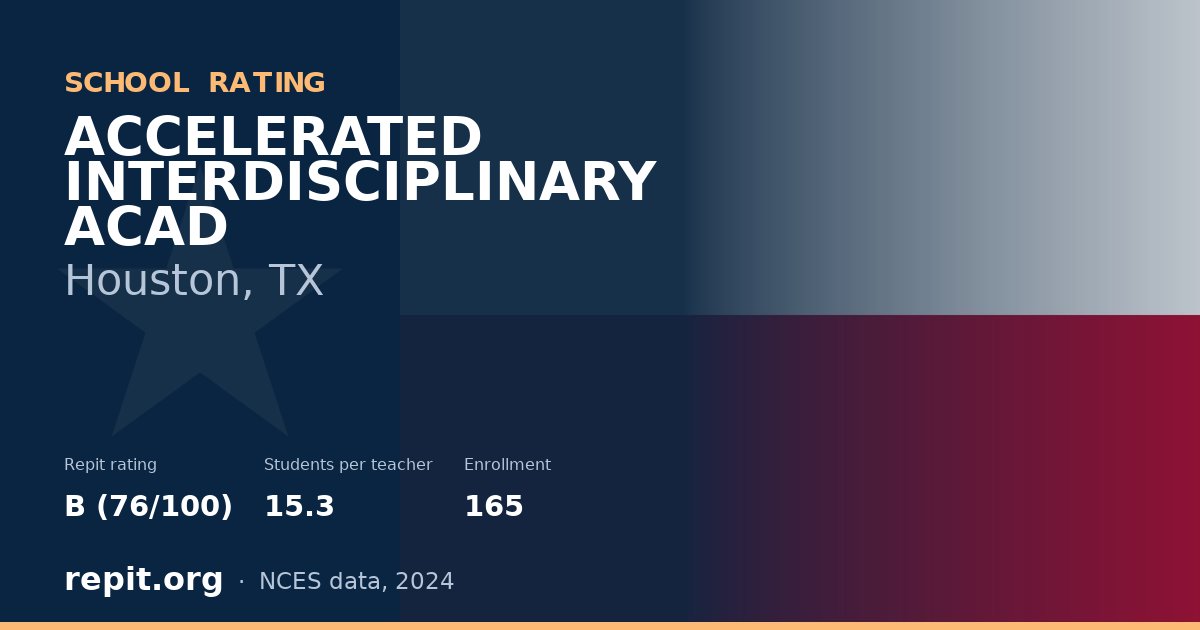 ACCELERATED INTERDISCIPLINARY ACAD, Houston, TX — Repit school rating B (76/100)
