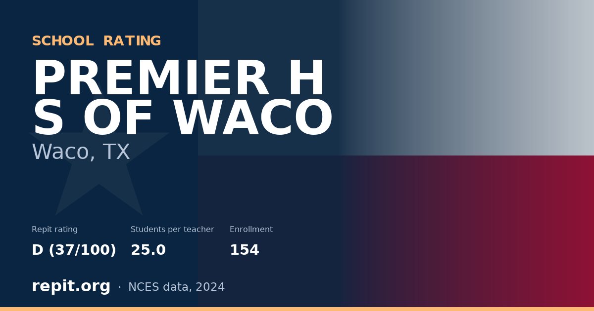 PREMIER H S OF WACO, Waco, TX — Repit school rating D (37/100)