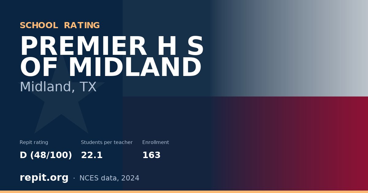 PREMIER H S OF MIDLAND, Midland, TX — Repit school rating D (48/100)