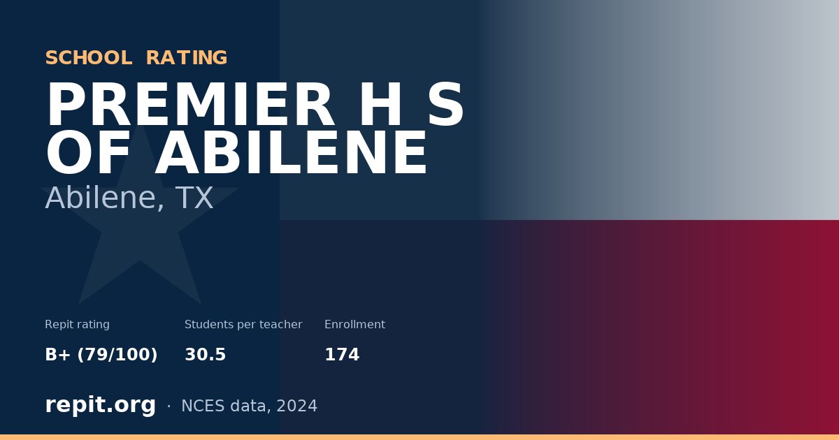 PREMIER H S OF ABILENE, Abilene, TX — Repit school rating B+ (79/100)