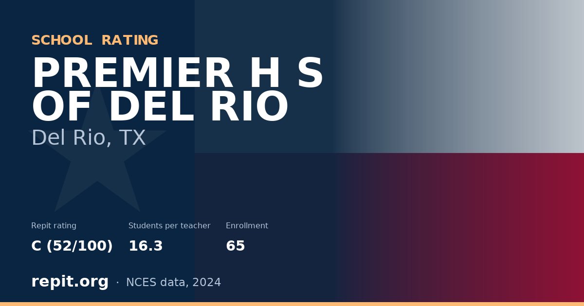 PREMIER H S OF DEL RIO, Del Rio, TX — Repit school rating C (52/100)