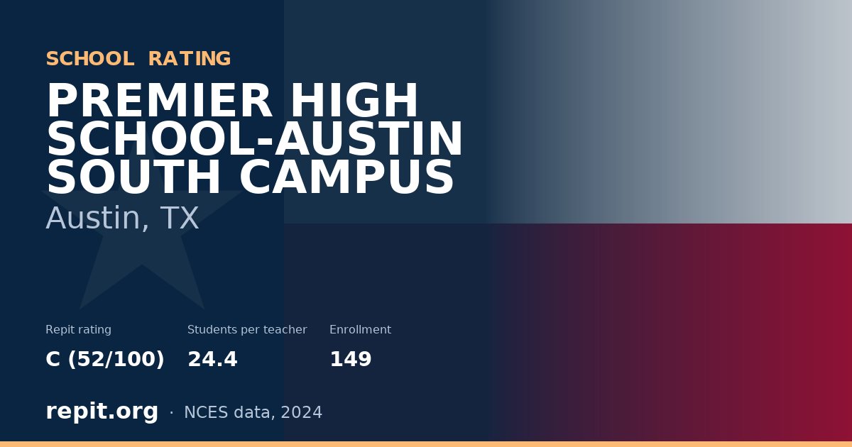 PREMIER HIGH SCHOOL-AUSTIN SOUTH CAMPUS, Austin, TX — Repit school rating C (52/100)