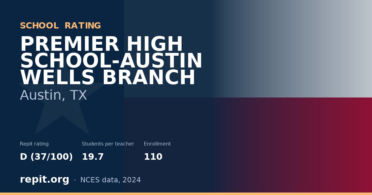 PREMIER HIGH SCHOOL-AUSTIN WELLS BRANCH, Austin, TX — Repit school rating D (37/100)