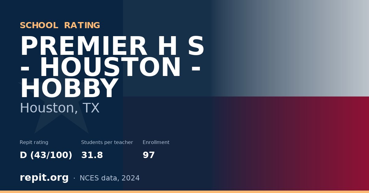 PREMIER H S - HOUSTON - HOBBY, Houston, TX — Repit school rating D (43/100)