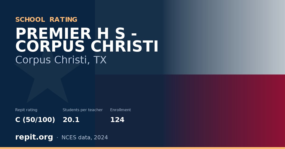 PREMIER H S - CORPUS CHRISTI, Corpus Christi, TX — Repit school rating C (50/100)