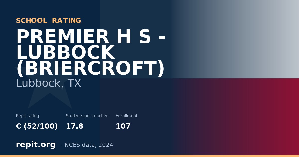PREMIER H S - LUBBOCK (BRIERCROFT), Lubbock, TX — Repit school rating C (52/100)