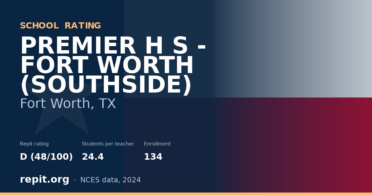 PREMIER H S - FORT WORTH (SOUTHSIDE), Fort Worth, TX — Repit school rating D (48/100)