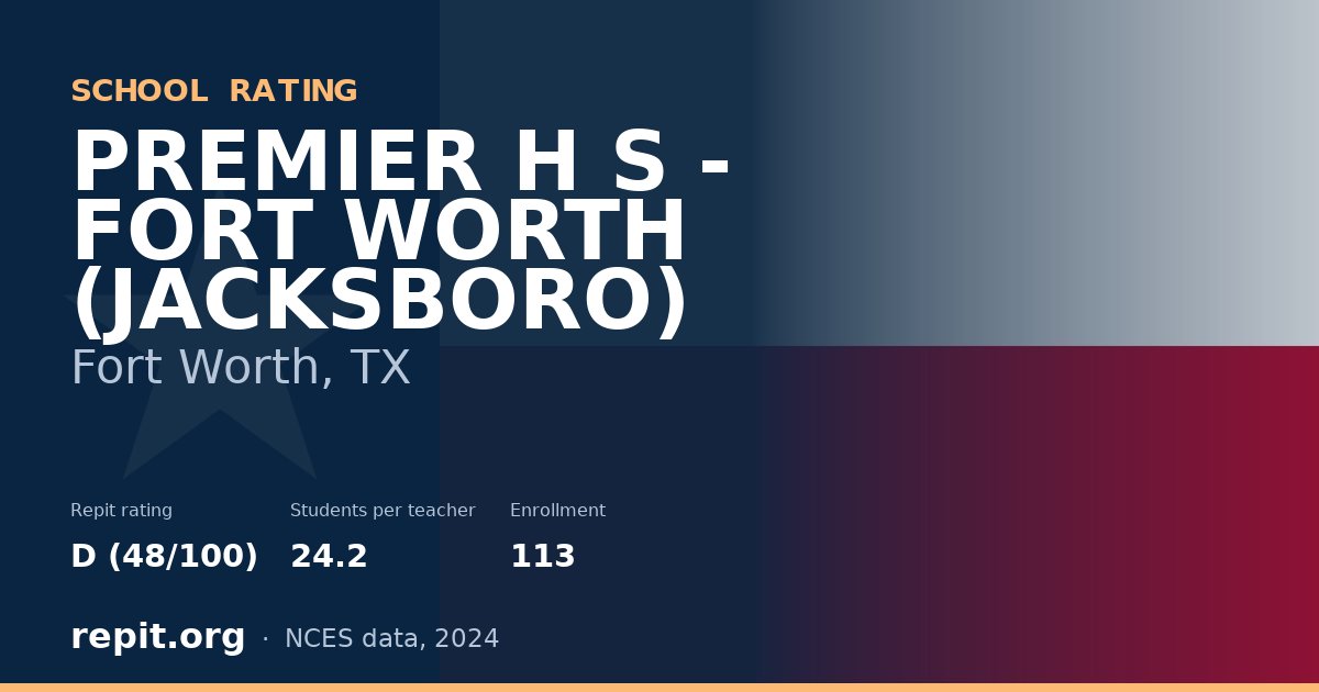 PREMIER H S - FORT WORTH (JACKSBORO), Fort Worth, TX — Repit school rating D (48/100)