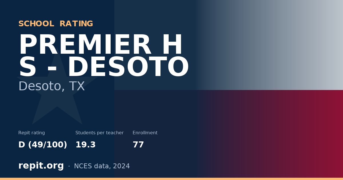 PREMIER H S - DESOTO, Desoto, TX — Repit school rating D (49/100)