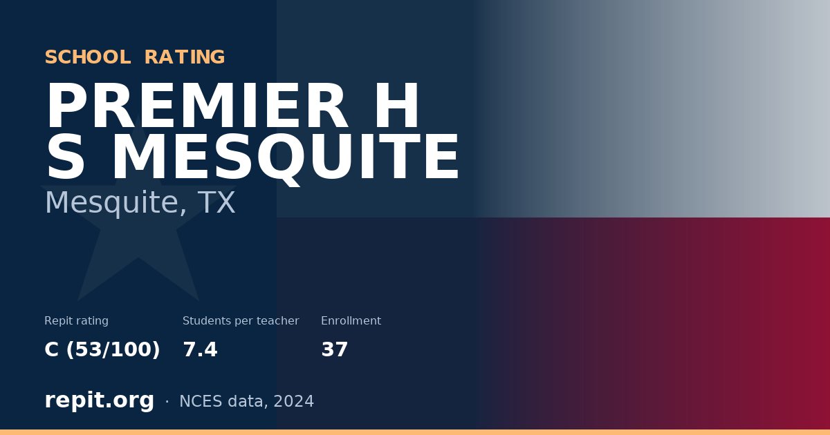 PREMIER H S MESQUITE, Mesquite, TX — Repit school rating C (53/100)
