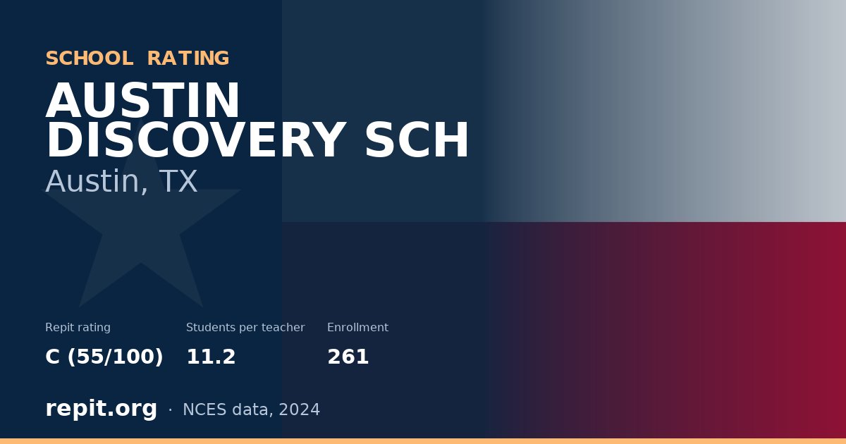 AUSTIN DISCOVERY SCH, Austin, TX — Repit school rating C (55/100)