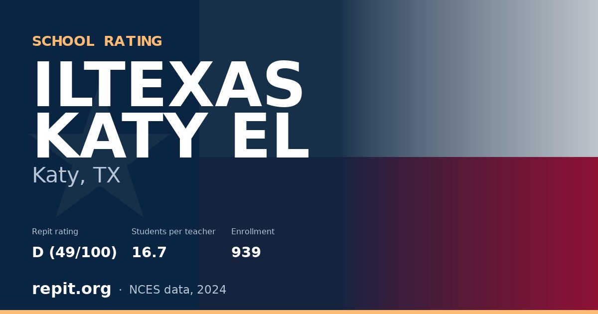 ILTEXAS KATY EL, Katy, TX — Repit school rating D (49/100)