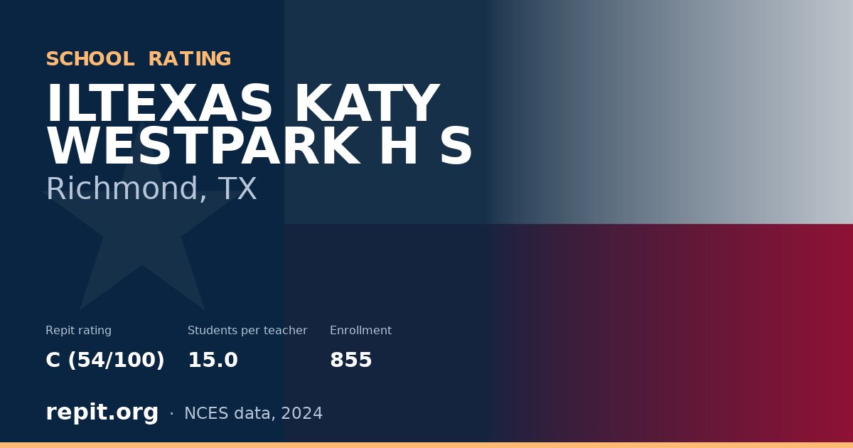 ILTEXAS KATY WESTPARK H S, Richmond, TX — Repit school rating C (54/100)