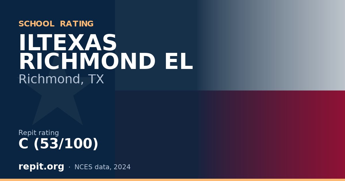 ILTEXAS RICHMOND EL, Richmond, TX — Repit school rating C (53/100)