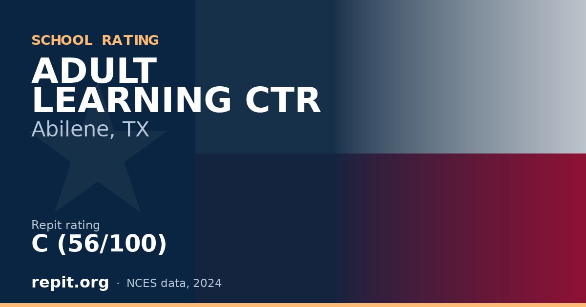 ADULT LEARNING CTR, Abilene, TX — Repit school rating C (56/100)