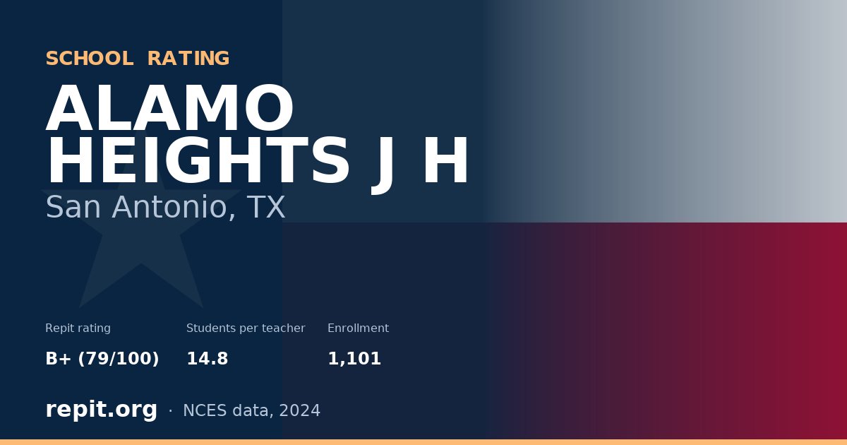 ALAMO HEIGHTS J H, San Antonio, TX — Repit school rating B+ (79/100)