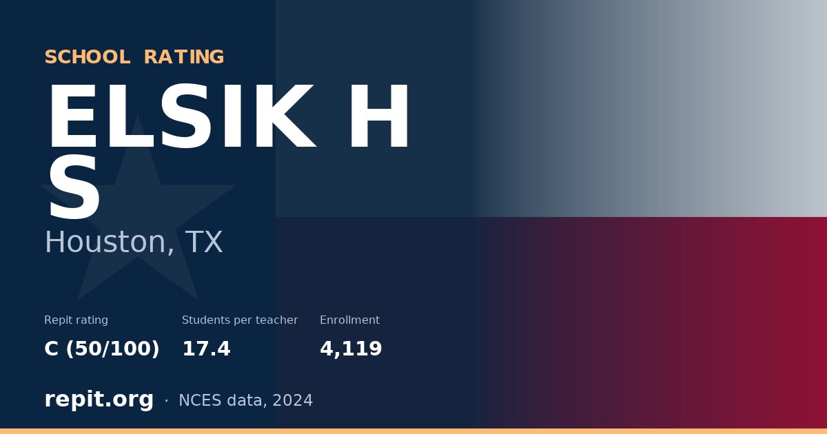 ELSIK H S, Houston, TX — Repit school rating C (50/100)