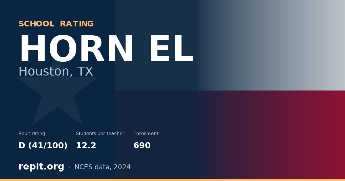 HORN EL, Houston, TX — Repit school rating D (41/100)