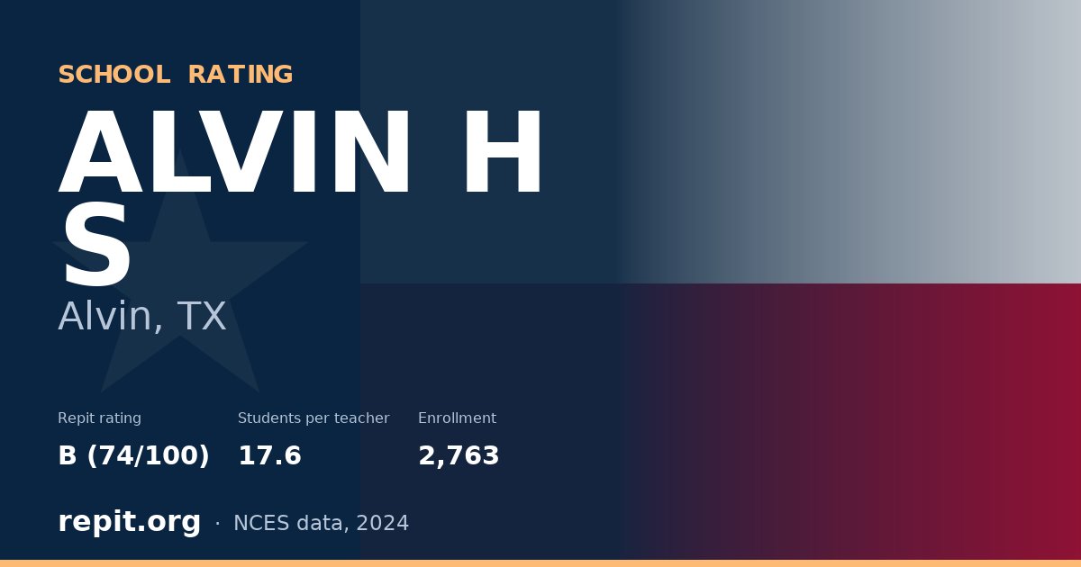 ALVIN H S, Alvin, TX — Repit school rating B (74/100)