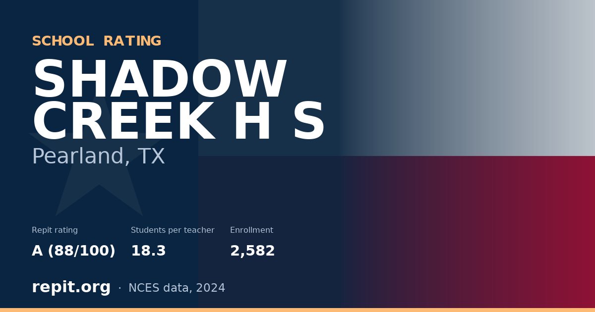 SHADOW CREEK H S, Pearland, TX — Repit school rating A (88/100)