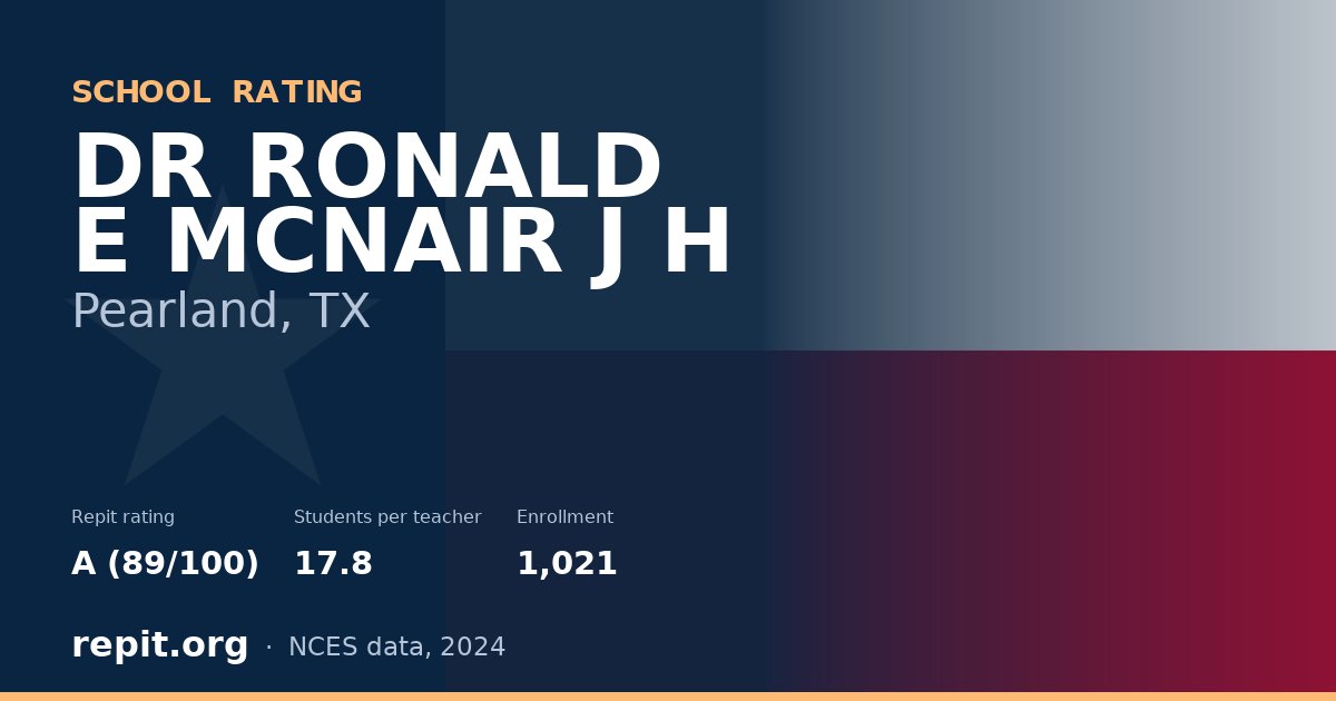 DR RONALD E MCNAIR J H, Pearland, TX — Repit school rating A (89/100)