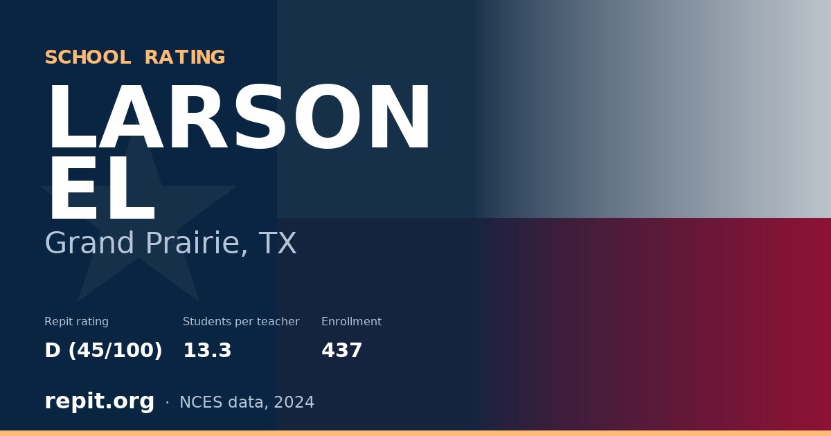 LARSON EL, Grand Prairie, TX — Repit school rating D (45/100)