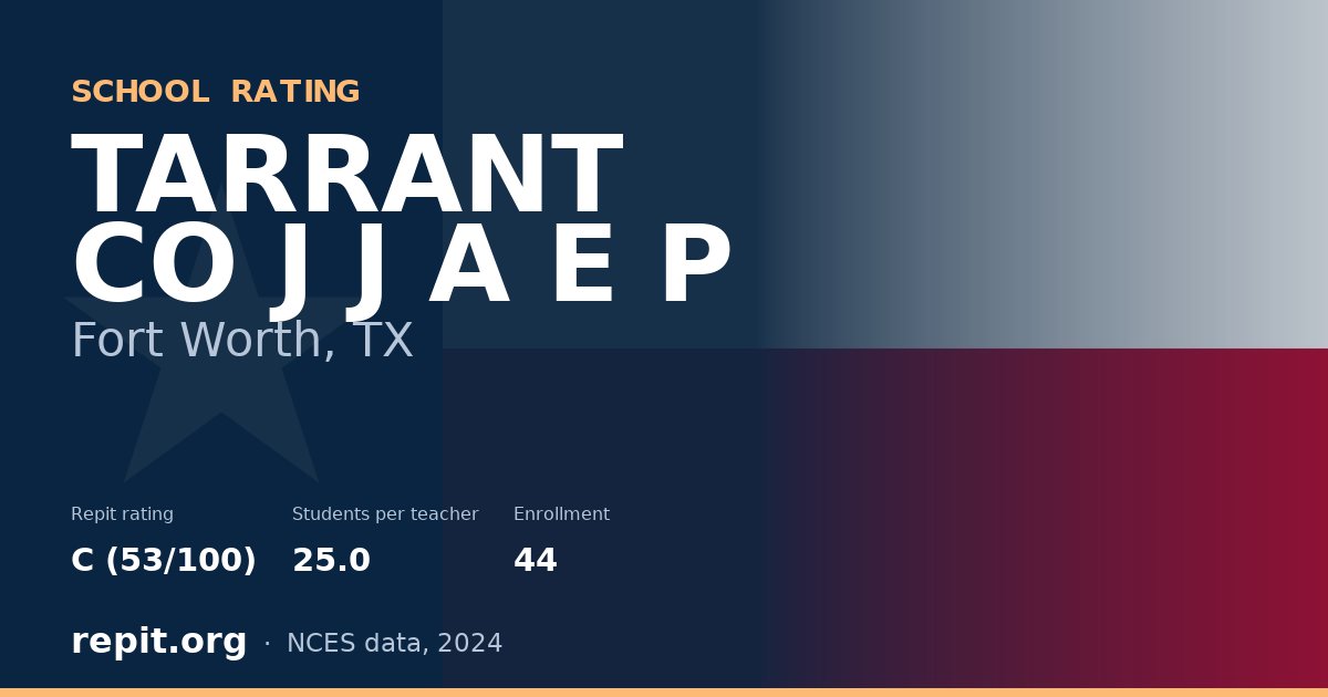 TARRANT CO J J A E P, Fort Worth, TX — Repit school rating C (53/100)