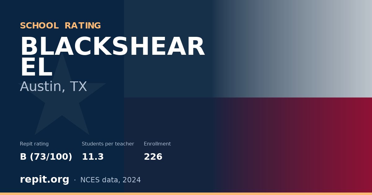 BLACKSHEAR EL, Austin, TX — Repit school rating B (73/100)