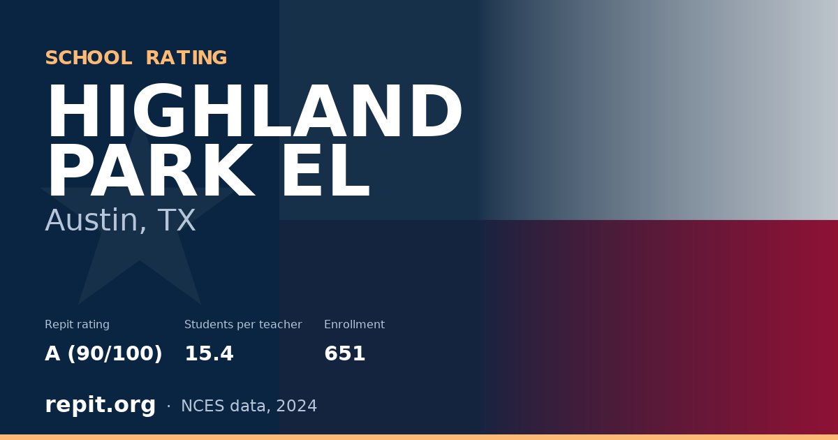 HIGHLAND PARK EL, Austin, TX — Repit school rating A (90/100)