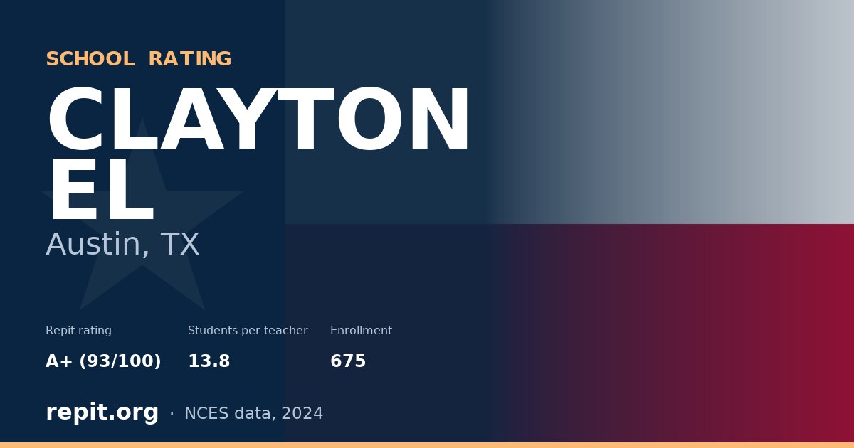 CLAYTON EL, Austin, TX — Repit school rating A+ (93/100)