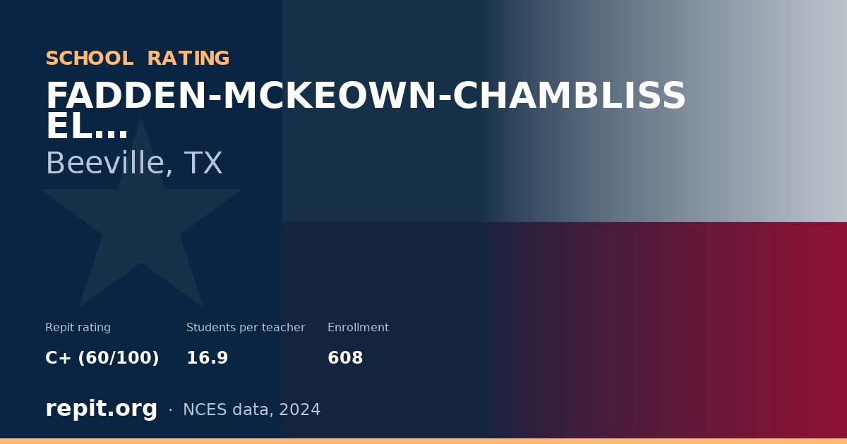FADDEN-MCKEOWN-CHAMBLISS EL, Beeville, TX — Repit school rating C+ (60/100)