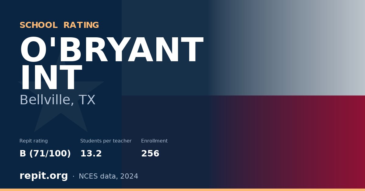 O'BRYANT INT, Bellville, TX — Repit school rating B (71/100)
