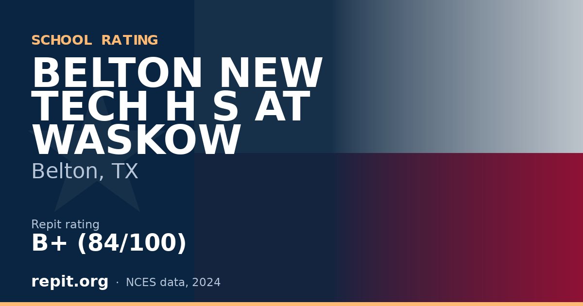 BELTON NEW TECH H S AT WASKOW, Belton, TX — Repit school rating B+ (84/100)