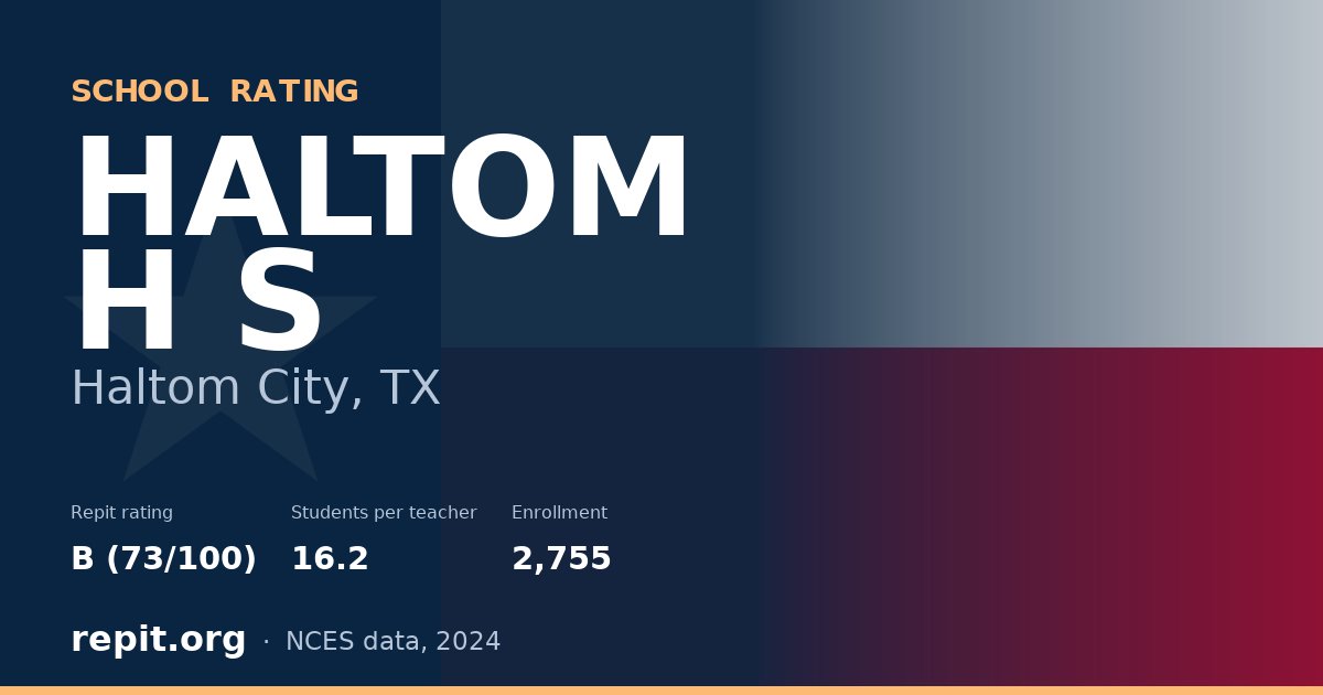 HALTOM H S, Haltom City, TX — Repit school rating B (73/100)