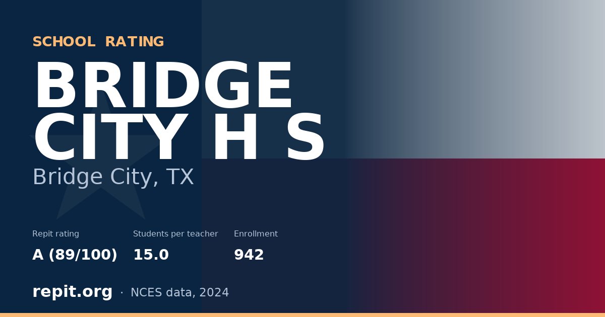 BRIDGE CITY H S, Bridge City, TX — Repit school rating A (89/100)