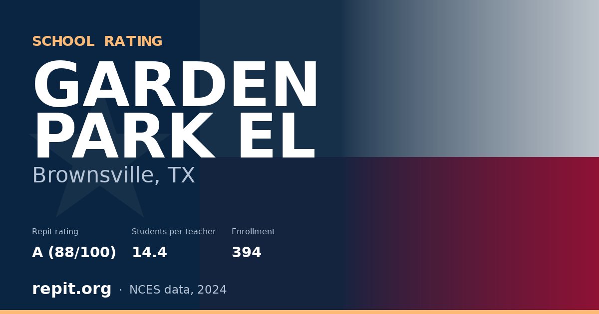 GARDEN PARK EL, Brownsville, TX — Repit school rating A (88/100)
