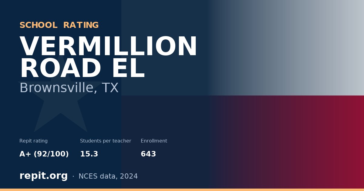 VERMILLION ROAD EL, Brownsville, TX — Repit school rating A+ (92/100)