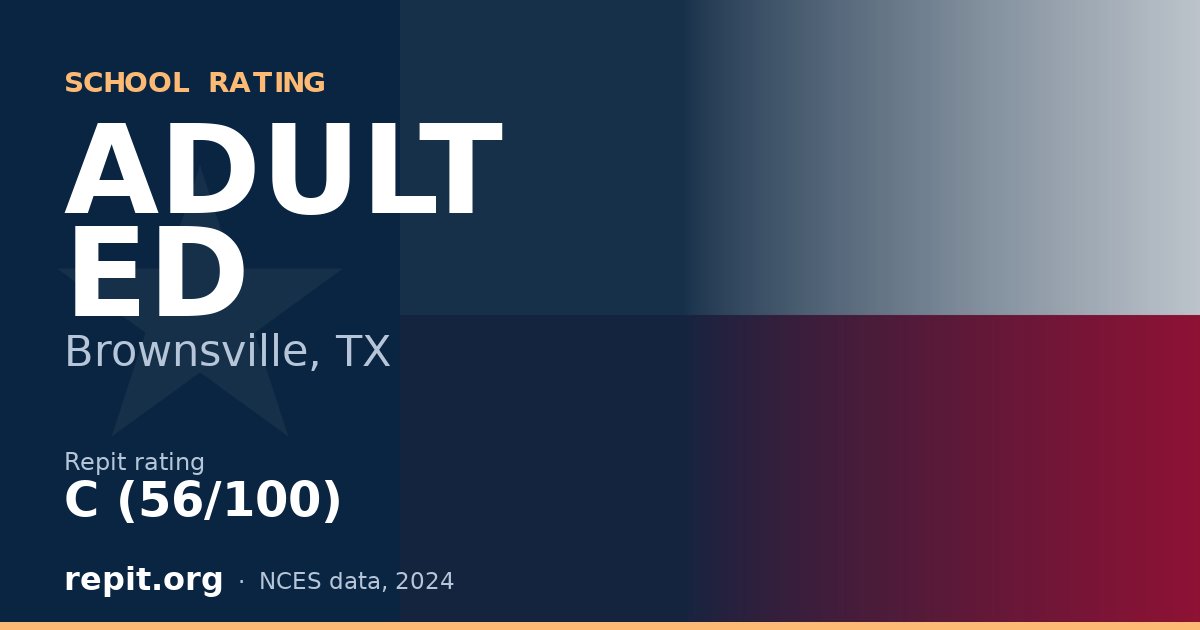 ADULT ED, Brownsville, TX — Repit school rating C (56/100)