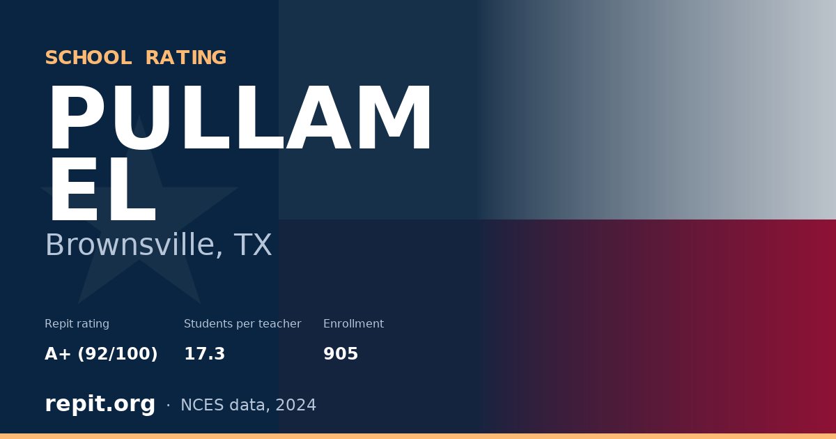 PULLAM EL, Brownsville, TX — Repit school rating A+ (92/100)
