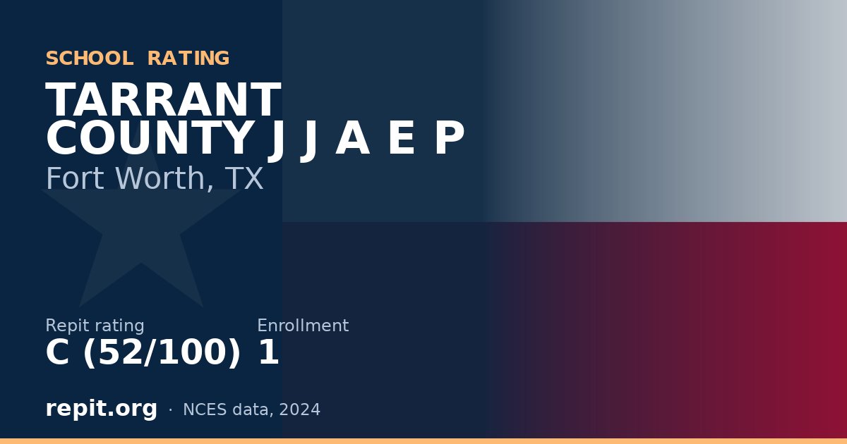 TARRANT COUNTY J J A E P, Fort Worth, TX — Repit school rating C (52/100)