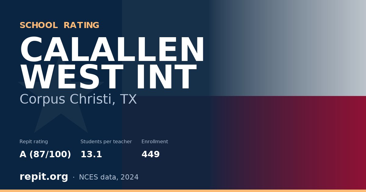 CALALLEN WEST INT, Corpus Christi, TX — Repit school rating A (87/100)