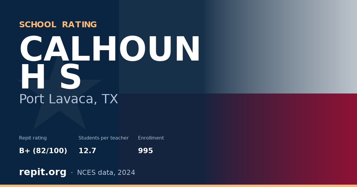CALHOUN H S, Port Lavaca, TX — Repit school rating B+ (82/100)