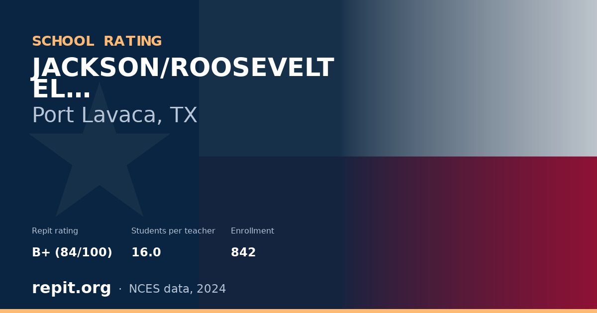 JACKSON/ROOSEVELT EL, Port Lavaca, TX — Repit school rating B+ (84/100)