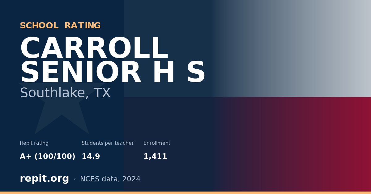 CARROLL SENIOR H S, Southlake, TX — Repit school rating A+ (100/100)