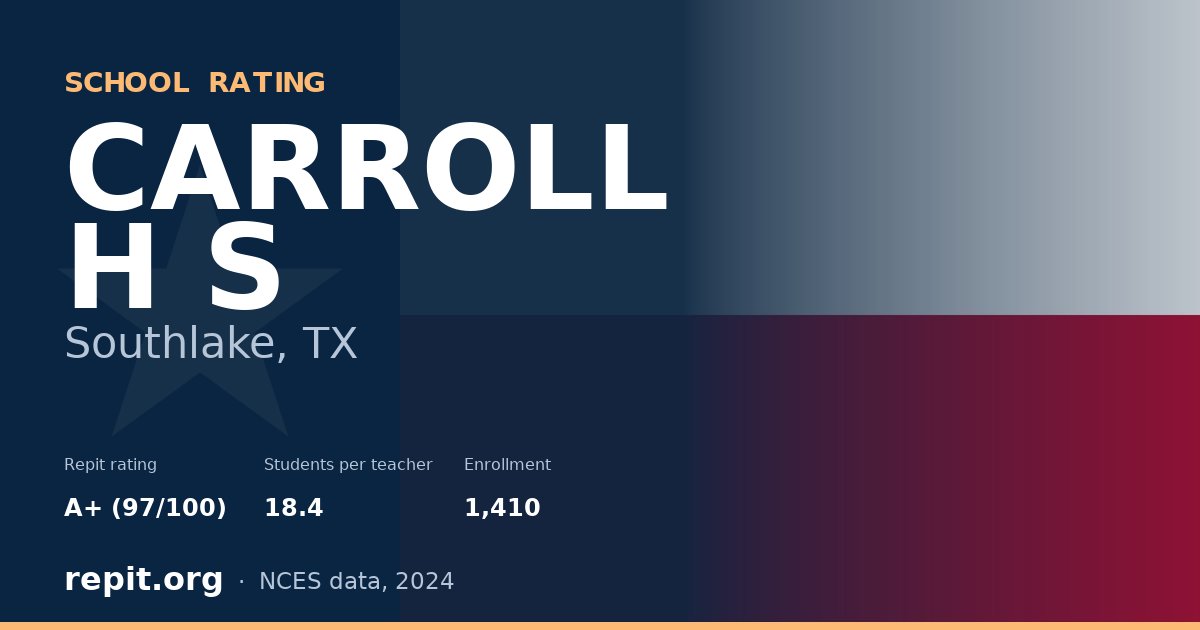 CARROLL H S, Southlake, TX — Repit school rating A+ (97/100)
