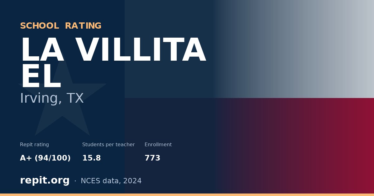 LA VILLITA EL, Irving, TX — Repit school rating A+ (94/100)