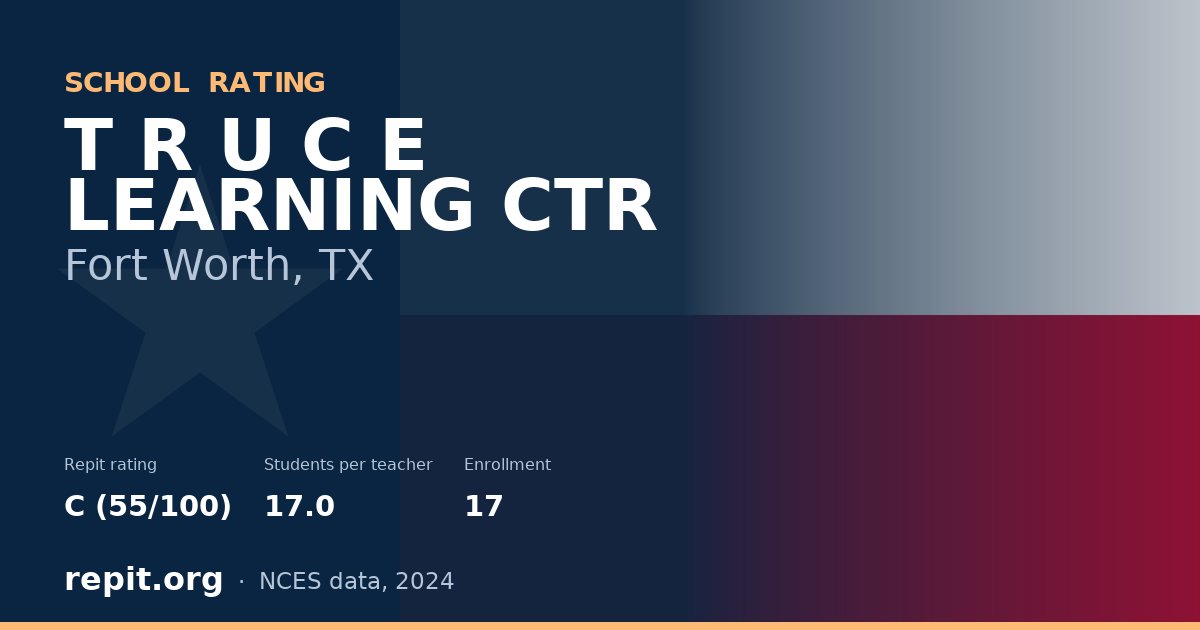 T R U C E LEARNING CTR, Fort Worth, TX — Repit school rating C (55/100)