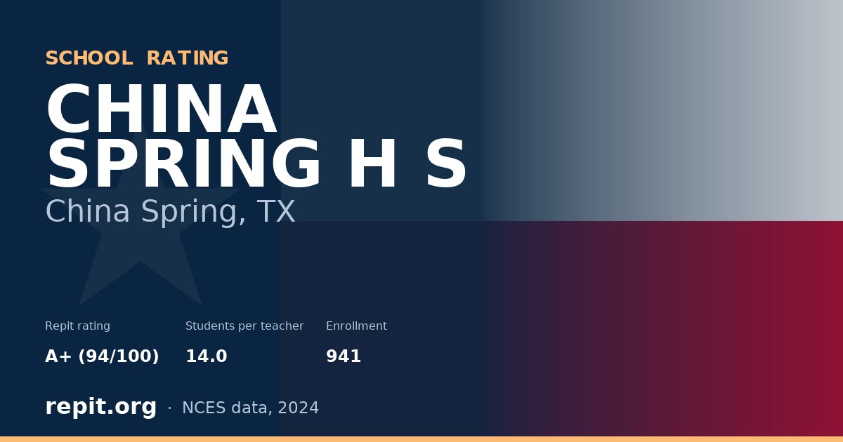CHINA SPRING H S, China Spring, TX — Repit school rating A+ (94/100)