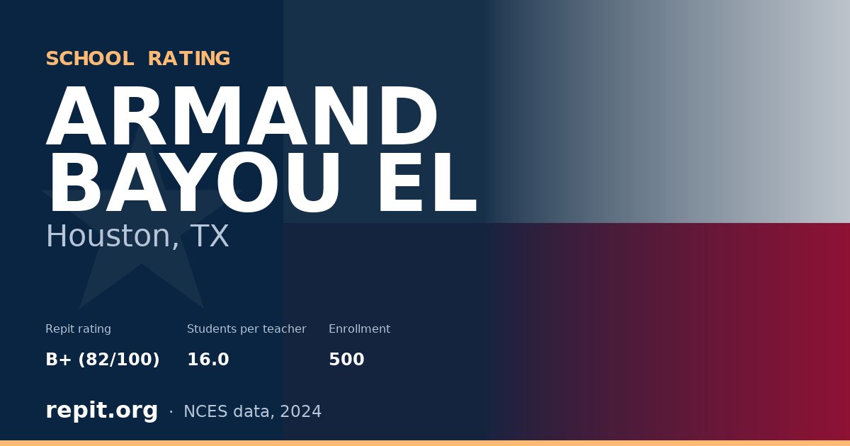 ARMAND BAYOU EL, Houston, TX — Repit school rating B+ (82/100)