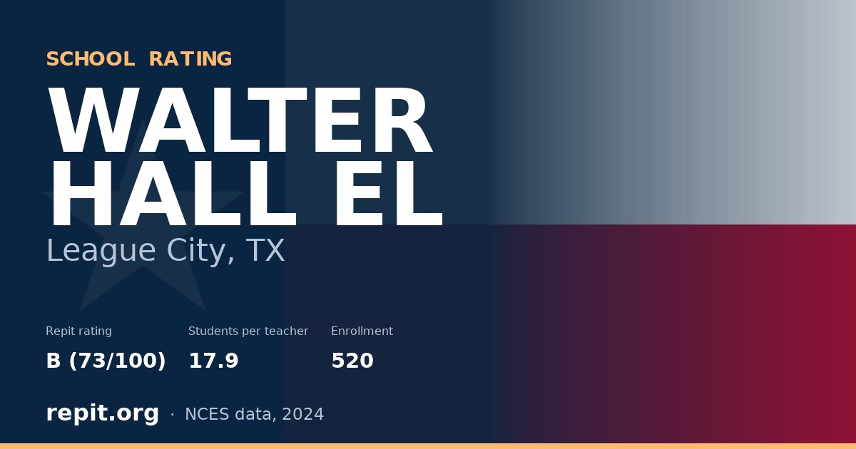 WALTER HALL EL, League City, TX — Repit school rating B (73/100)